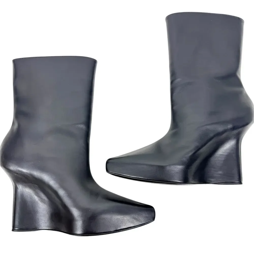 Givenchy G Lock Hidden Wedge Leather Ankle Boots Black Size 39.5